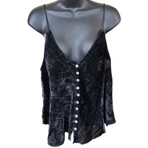 Intimately Free People Corded Velvet Cami Sz M Black Whimsigoth Fairy Grunge 90s